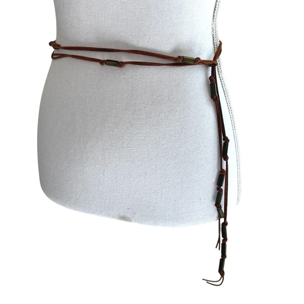 Women's brown suede and metal detail/bead belt